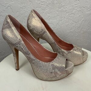 New Vince Camuto Miles Y2 Stiletto Heels in Bronze Metallic Snake Size 7.5